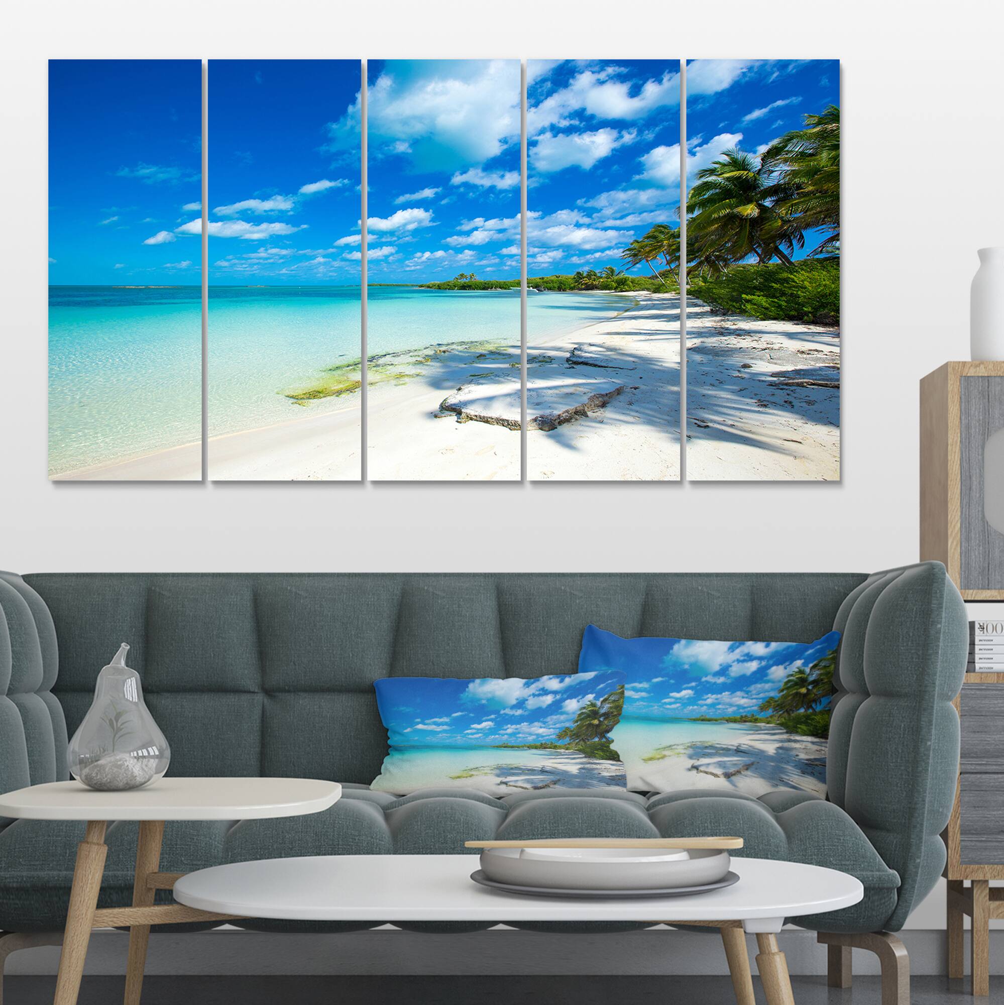 Designart - Tropical Beach with Palm Shadows